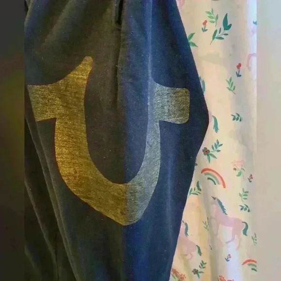 True Religion Y2K Black Warm Comfy Drawstring Sweatpants w/ Logo Size Medium - Picture 3 of 5